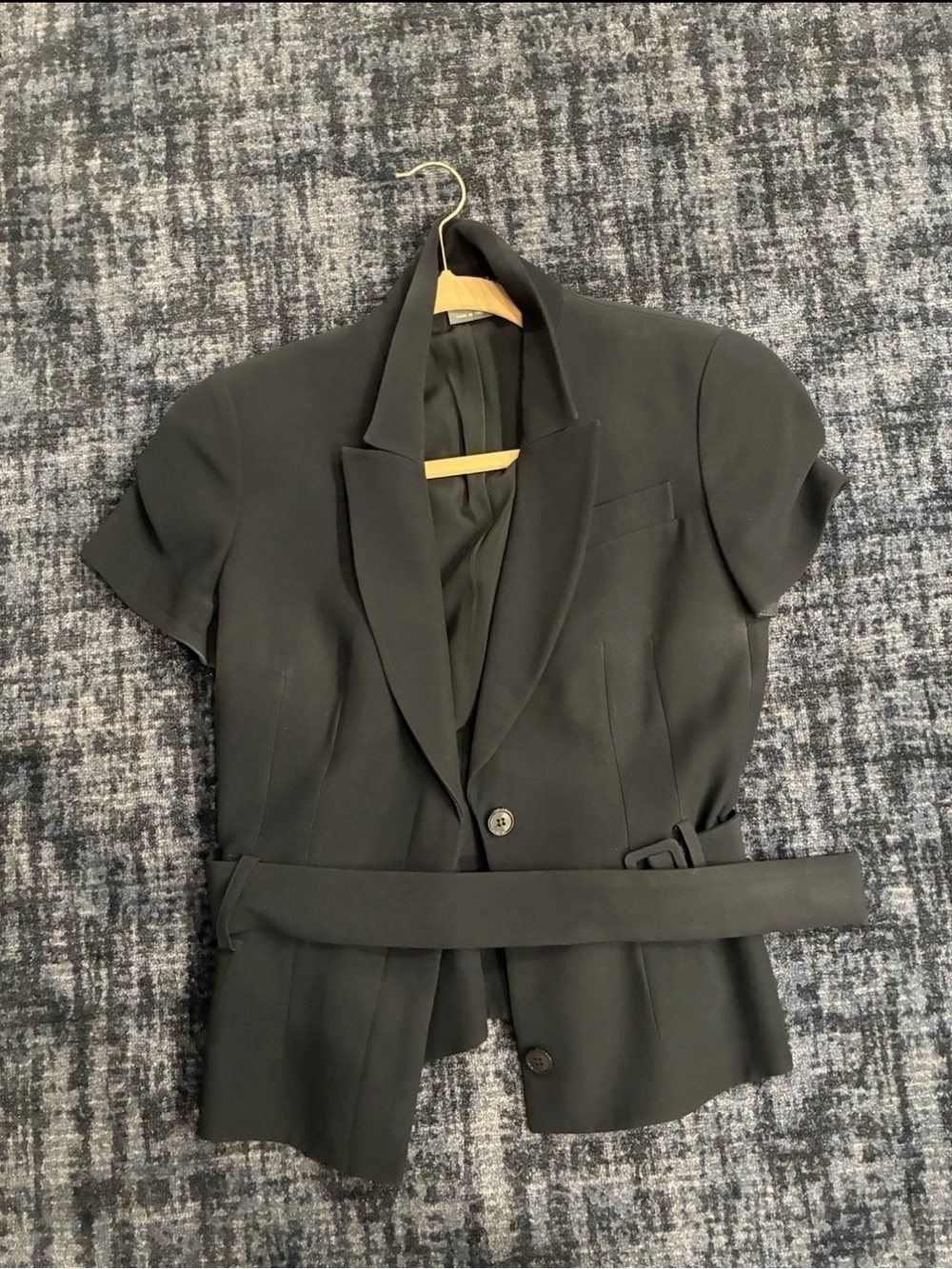 Alexander McQueen Black Short-Sleeve Belted Blazer